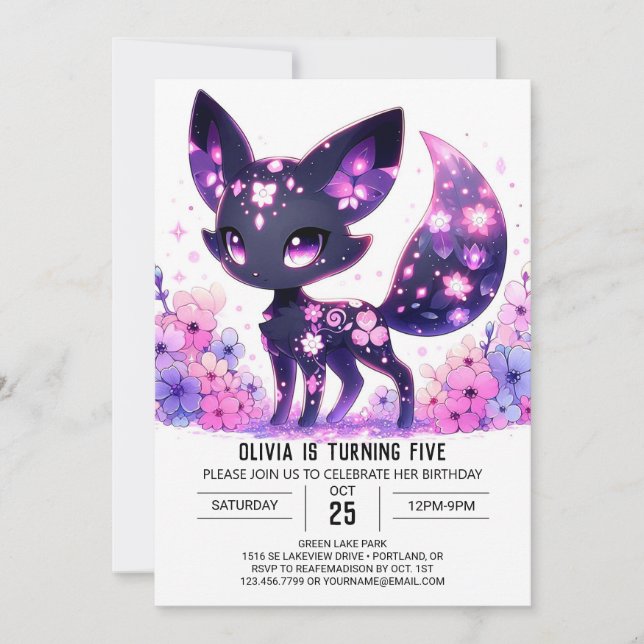 Invitation Editable Happy Fox Digital Anniversaire (Devant)