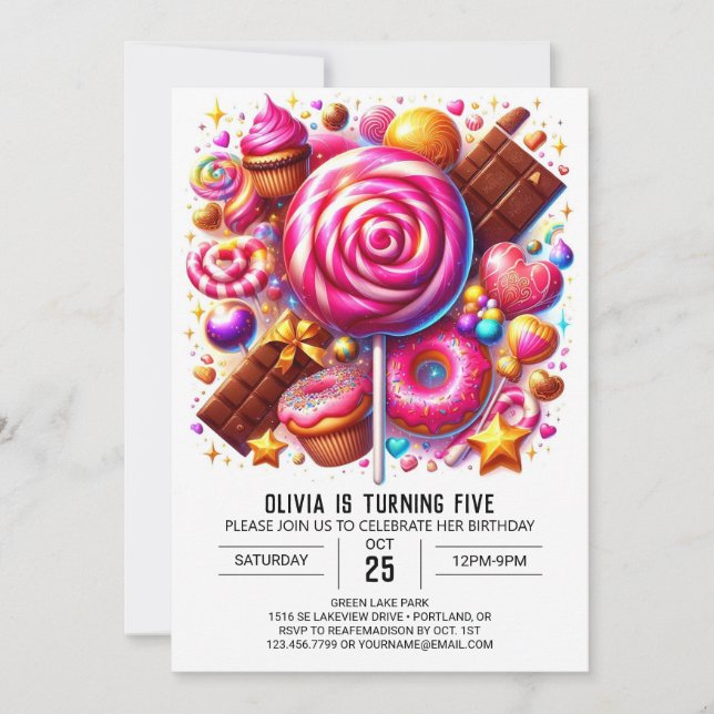 Invitation Editable Majestic Candyland Digital Anniversaire (Devant)
