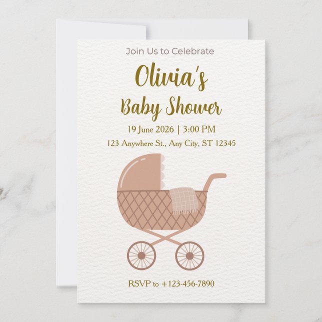 Invitation Editable Minimalist Baby Shower  (Devant)