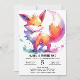 Invitation Editable Modern Fox Anniversaire
