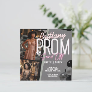 Invitation Editable rose Magnifique Prom Envoyer Deux Photo