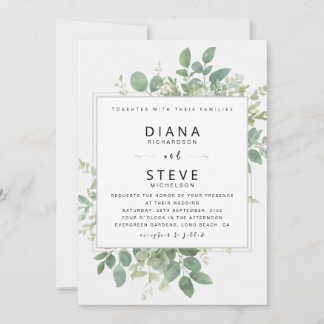 Invitation Editable Sage Green Botanical Frame Wedding