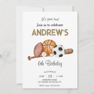 Invitation Editable Sports All-Star thème Anniversaire