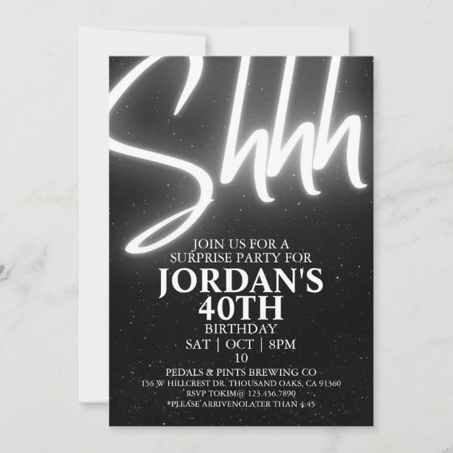 Invitation Editable, Surprise Party, Surprise Birthday invita (Devant)