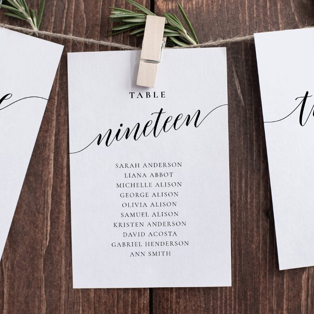 Invitation Editable Table Number Nineteen Seating Chart Card (Créateur téléchargé)