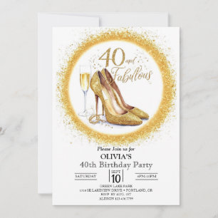 Invitation Editable Whimsical Digital Gold 40e anniversaire