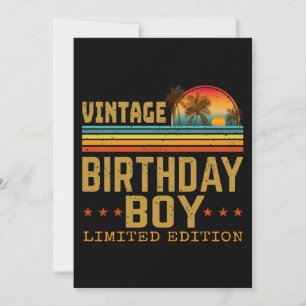 Invitation édition limitée garçon d'anniversaire vintage