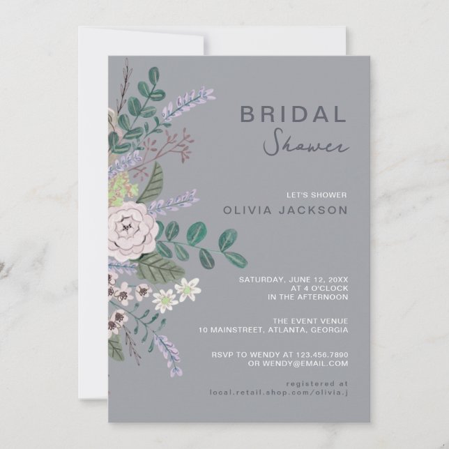 Invitation Eeucalyptus floraux Boho Verdure Douche nuptiale (Devant)