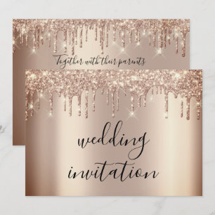 Invitation Effet de Parties scintillant or Rose Mariage brill