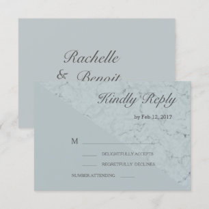 Invitation Effet marbre gris bleu épicéa mariage moderne RSVP