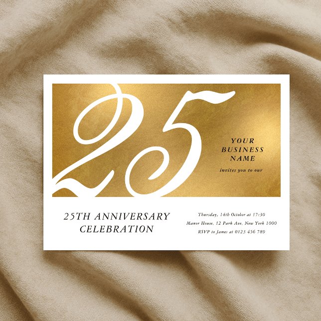 Invitation Effet Or Élégant Anniversaire d'Affaires d'Entrepr (Elegant Gold Effect Corporate Business Anniversary Invitation)