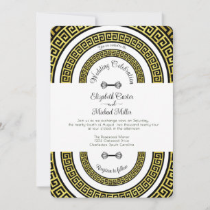 Invitation Effet Shimmery Golden Foil Grec Meander Infinity