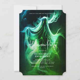 Invitation Éffrayant Adulte Halloween Party Green Ghost