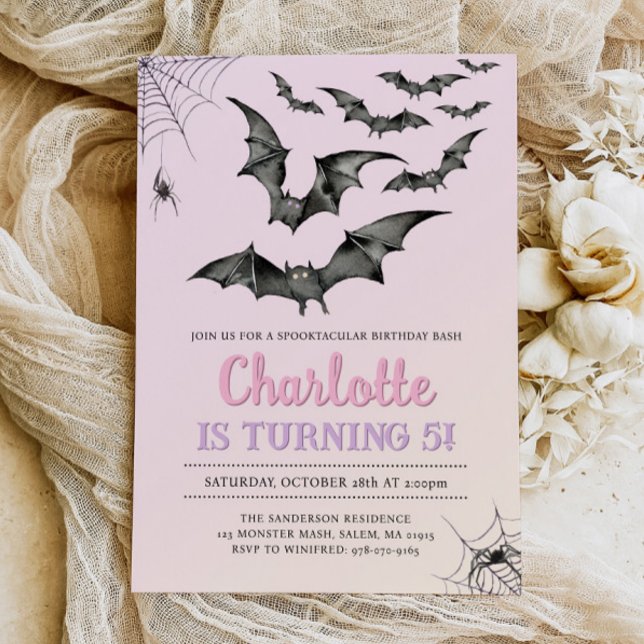 Invitation Éffrayant Bats Pastel Halloween fête d'anniversair (Créateur téléchargé)
