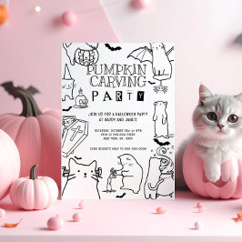 Invitation Éffrayant Cats thème Citrouille Carving Party