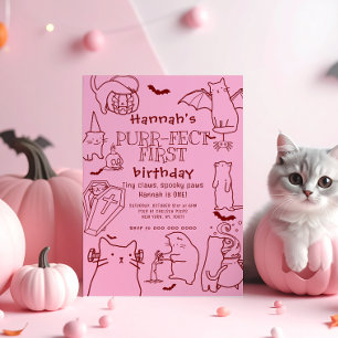 Invitation Éffrayant Chats thème Premier anniversaire