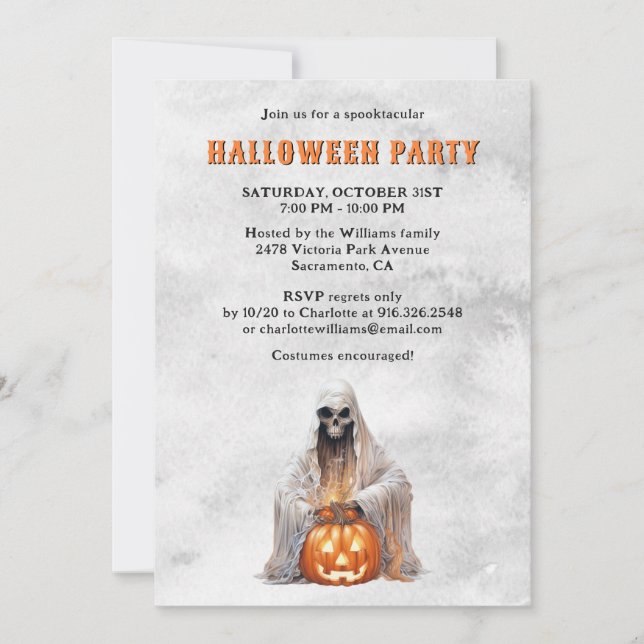 Invitation Éffrayant Ghost Jack O’Lantern Halloween Party (Devant)