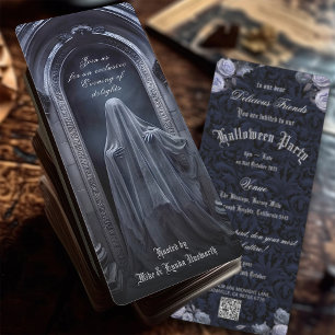 Invitation Éffrayant Gothique Ghost QR Code Adulte Halloween 