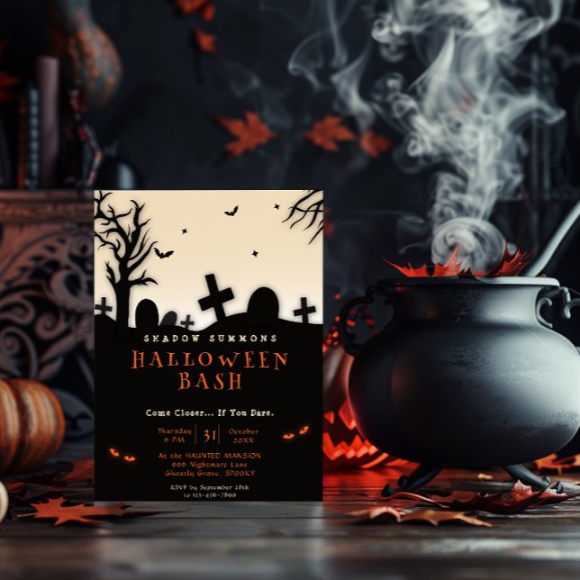 Invitation Éffrayant Halloween Graveyard Silhouette Party (Créateur téléchargé)