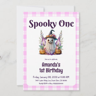 Invitation Éffrayant Halloween rose Premier anniversaire