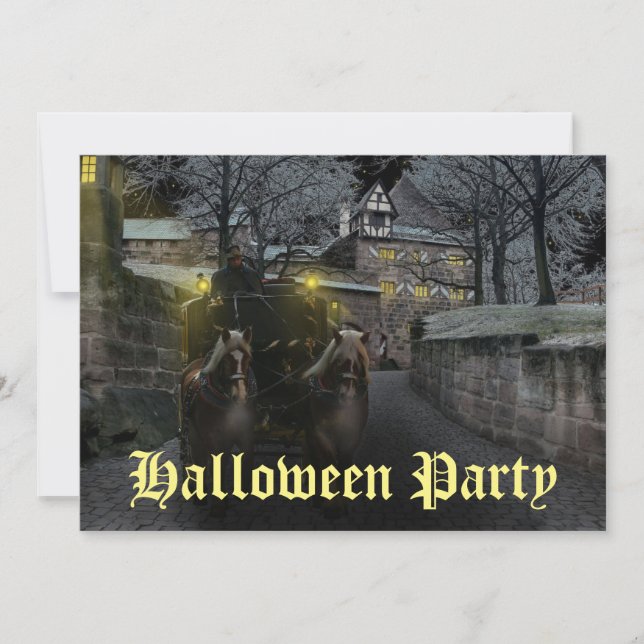 Invitation Éffrayant Hauné Cheval tiré Panier Halloween Party (Devant)