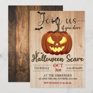 Invitation Éffrayant Haunted Citrouille Carving Halloween eff