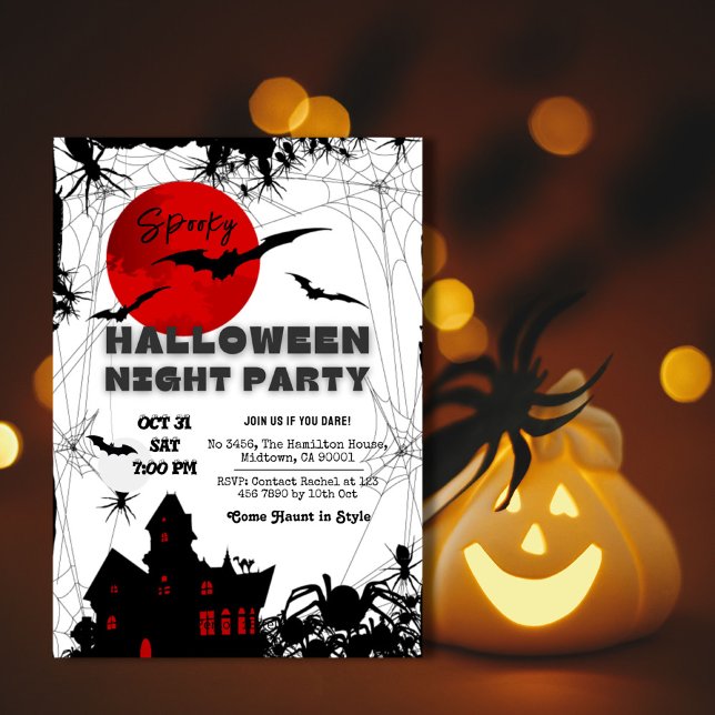 Invitation Éffrayant Haunted House roux chauves-souris araign (Créateur téléchargé)