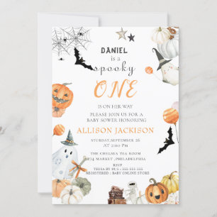 Invitation Éffrayant One Boo Ghost Halloween 1er anniversaire