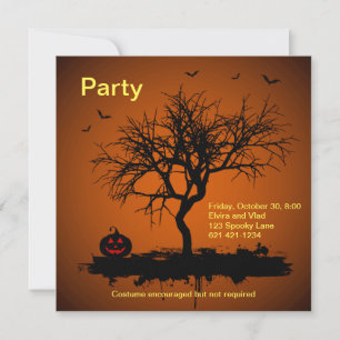 Invitation Éffrayant Orange Grunge Halloween Party