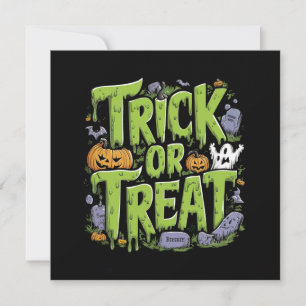 Invitation Éffrayant Tricoter ou traiter l'Halloween mince