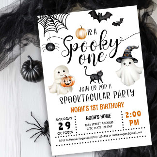 Invitation Éffrayant UN 1er anniversaire Fantômes Neutre Invi