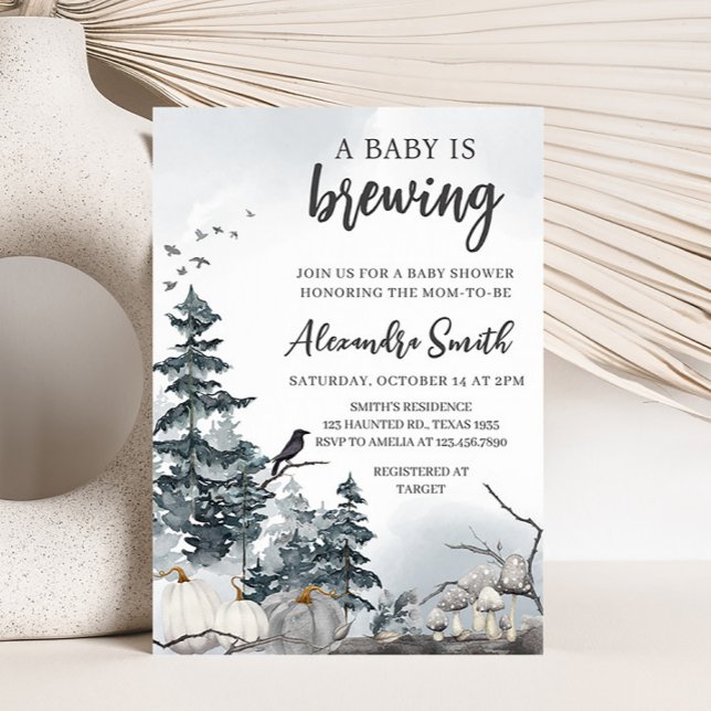 Invitation Éffrayant Un bébé brasse du Baby shower (Spooky Pumpkin Baby Shower Invitation )