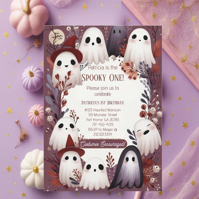 Invitation Éffrayant Un Boo Crew Friendly Ghost Ghouls Annive (Spooky One Boo Crew Friendly Ghost Ghouls Birthday Invitation)