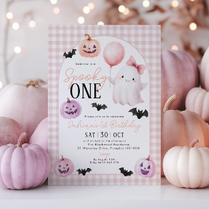 Invitation Éffrayant Un Halloween Fantôme rose 1er anniversai