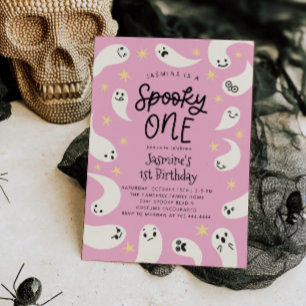 Invitation Éffrayant UN Halloween Fantôme rose Anniversaire