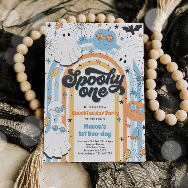 Invitation Éffrayant Un Halloween Fantôme Super 1er anniversa (Créateur téléchargé)