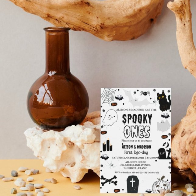 Invitation Éffrayant Un Halloween Twin premier anniversaire (Créateur téléchargé)