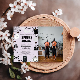 Invitation Éffrayant Un Halloween Twin premier anniversaire