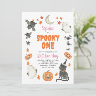 Invitation Éffrayant un mignon Halloween Fantôme Fille 1er an