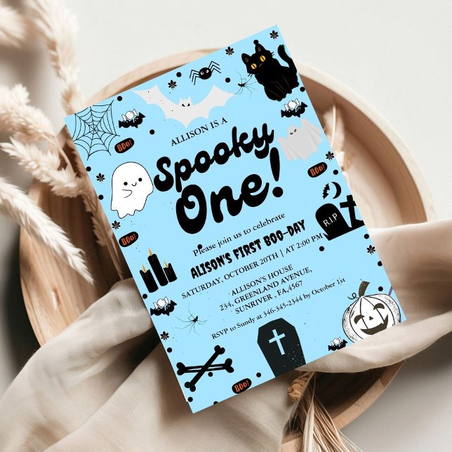 Invitation Éffrayant Un Retro Grovy Halloween Premier anniver (Créateur téléchargé)