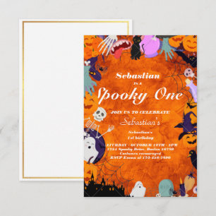 Invitation Éffrayant Une Mignonne Halloween Ghost 1ère fête d