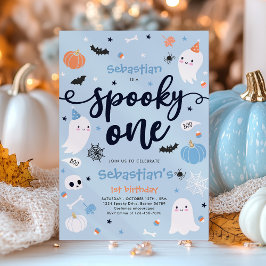 Invitation Éffrayant Une Mignonne Halloween Ghost 1ère fête d
