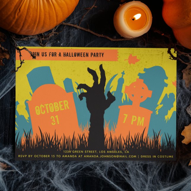 Invitation Éffrayante fête d'Halloween de cimetière et de cim (Créateur téléchargé)