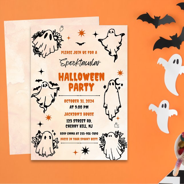 Invitation Éffrayante Halloween Cute Ghost Party (Créateur téléchargé)