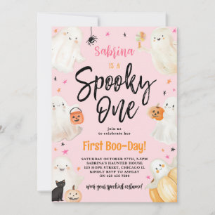Invitation Éffrayante Halloween rose Fille 1er anniversaire