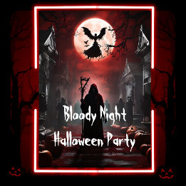 Invitation Éffrayante nuit sanglante fête d'Halloween adulte