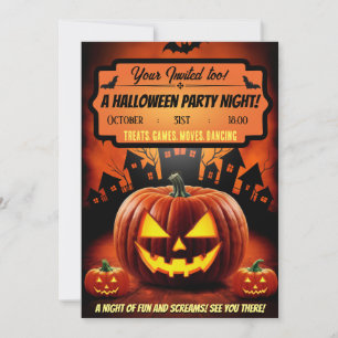 Invitation Éffrayante Orange Halloween Pumkin