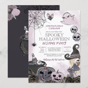 Invitation Éffrayante sorcière violet noir Halloween Costume 