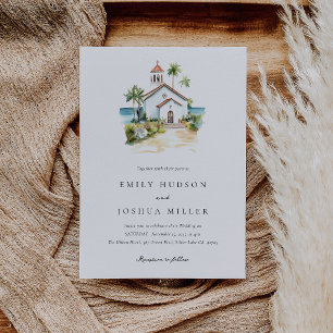 Invitation Église catholique Mariage tropical