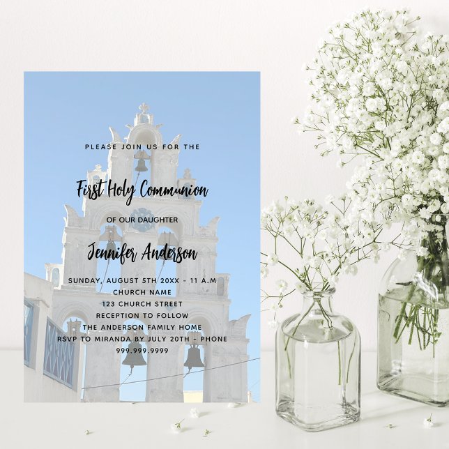 Invitation Église photo personnalisée de la première communio (Créateur téléchargé)